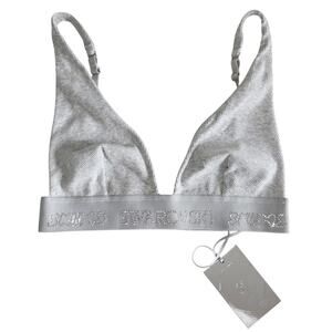 SKIMS x SWAROVSKI - Cotton Rib Plunge Bralette Heather Grey XS New